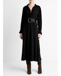 Vince - Crepe Collar-Stand Shirt Dress - Lyst