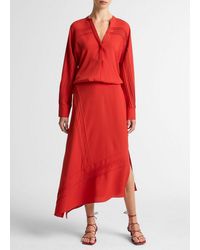 Vince - Pintuck Satin Slip Skirt - Lyst