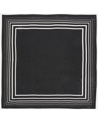 Vince - Striped Silk Square Scarf, Black/optic White - Lyst