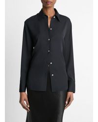 Vince - Stretch-Silk Button-Front Blouse - Lyst