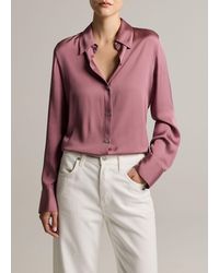 Vince - Silk-Blend Slim Button-Front Blouse - Lyst