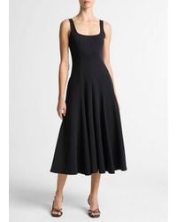 Vince - Seamed Cotton-Blend Square-Neck Dress - Lyst