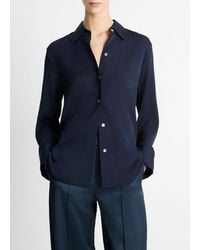 Vince - Stretch-Silk Button-Front Blouse - Lyst