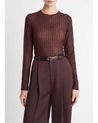 Vince - Shadow Grid Long-Sleeve Top - Lyst