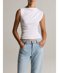 Vince - Pima Cotton Draped Sleeveless Top - Lyst
