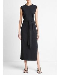 Vince - Cotton Sleeveless Wrap Dress, Black, Size Xl - Lyst