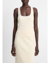Vince - Ribbed Cotton-Blend Racerback Tank - Lyst