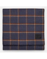 Vince - Windowpane Wool And Cashmere Double-face Scarf, Blue - Lyst