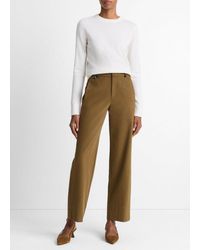 Vince - Faux-Leather-Trim Italian Cotton Straight-Leg Pant - Lyst