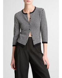 Vince - Gingham Italian Wool-Blend Cardigan - Lyst