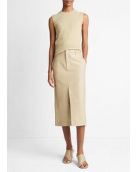 Vince - Leather Trouser Skirt, Seed, Size 10 - Lyst