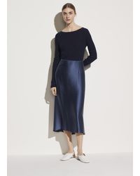 Vince Satin Slip Skirt - Blue