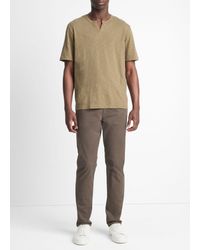 Vince - Slub Cotton Split-Neck T-Shirt, Uniform - Lyst