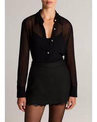 Vince - Sheer Crinkled Chiffon Blouse - Lyst