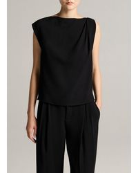 Vince - Crepe Draped-Shoulder Sleeveless Top - Lyst