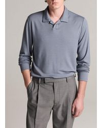 Vince - Wool Interlock Johnny-Collar Polo Sweater - Lyst