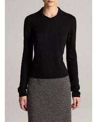 Vince - Merino Wool & Cashmere-Blend High V-Neck Polo Sweater - Lyst