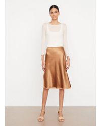 Vince Silk-chiffon-trimmed Slip Skirt, Brown, Size 10 - White