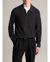 Vince - Geo-Jacquard Wool-Blend Zip Polo Sweater - Lyst
