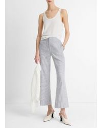 Vince - Ticking Stripe Linen-Cotton Low-Rise Crop Flare Trouser - Lyst