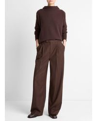Vince - Italian Wool-Blend Pleated Wide-Leg Trouser - Lyst