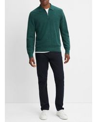 Vince - Plush Cashmere Quarter-zip Sweater, Green, Size Xl - Lyst