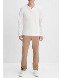 Vince - Slub Cotton Split-neck T-shirt, White, Size L - Lyst