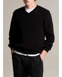 Vince - Ribbed Italian Cotton-Blend V-Neck Sweater - Lyst