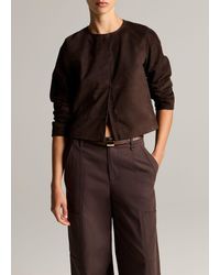 Vince - Collarless Cropped Suede Jacket - Lyst