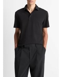 Vince - Garment Dye Short-sleeve Polo Shirt, True Black, Size Xxl - Lyst