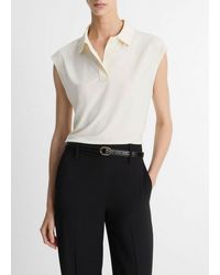 Vince - Matte Jersey Cap-Sleeve Polo Top - Lyst