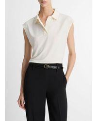 Vince - Matte Jersey Cap-Sleeve Polo Top - Lyst