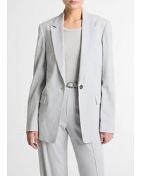 Vince - Linen-Blend Single-Breasted Blazer - Lyst