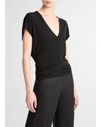 Vince - Crepe Flutter-Sleeve V-Neck Top - Lyst