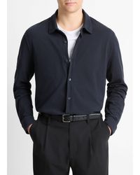Vince - Cotton Piqué Button-front Shirt, Blue, Size Xxl - Lyst