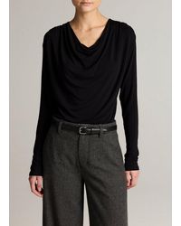 Vince - Jersey Draped Cowl-Neck Long-Sleeve Top - Lyst