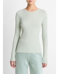 Vince - Ribbed Pima Cotton Long-Sleeve T-Shirt - Lyst