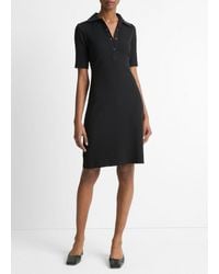 Vince - Cotton-Blend Elbow-Sleeve Polo Dress - Lyst