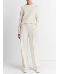 Vince - Ribbed Cotton-cashmere Funnel Neck Sweater, Ivory, Size S - Lyst