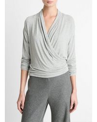 Vince - Relaxed Fixed-Wrap Jersey Top - Lyst