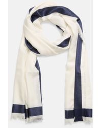 Vince - Border-Stripe Cashmere-Silk Satin Scarf - Lyst
