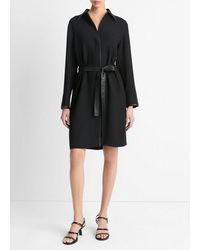 Vince - Faux-Leather-Trim Shirt Dress - Lyst