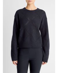 Vince - Textured Argyle Italian Wool Sweater - Lyst