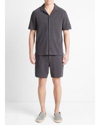 Vince - Bouclé Short-sleeve Button-front Shirt, Soft Black, Size S - Lyst