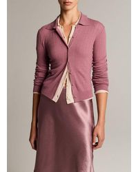 Vince - Pointelle Wool Collared Cardigan - Lyst