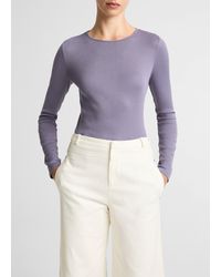 Vince - Ribbed Pima Cotton Long-Sleeve T-Shirt - Lyst