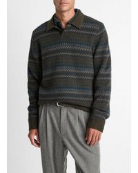 Vince - Fair Isle Wool-Cashmere Johnny-Collar Sweater - Lyst