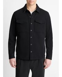 Vince - Double-knit Piqué Shirt Jacket, Black, Size Xl - Lyst