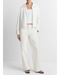 Vince - Zip-up Collared Jacket, Off White, Size S - Lyst