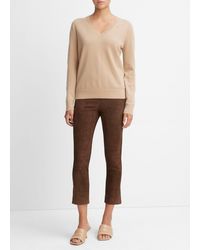 Vince - Stretch Suede Split Hem Crop Legging - Lyst